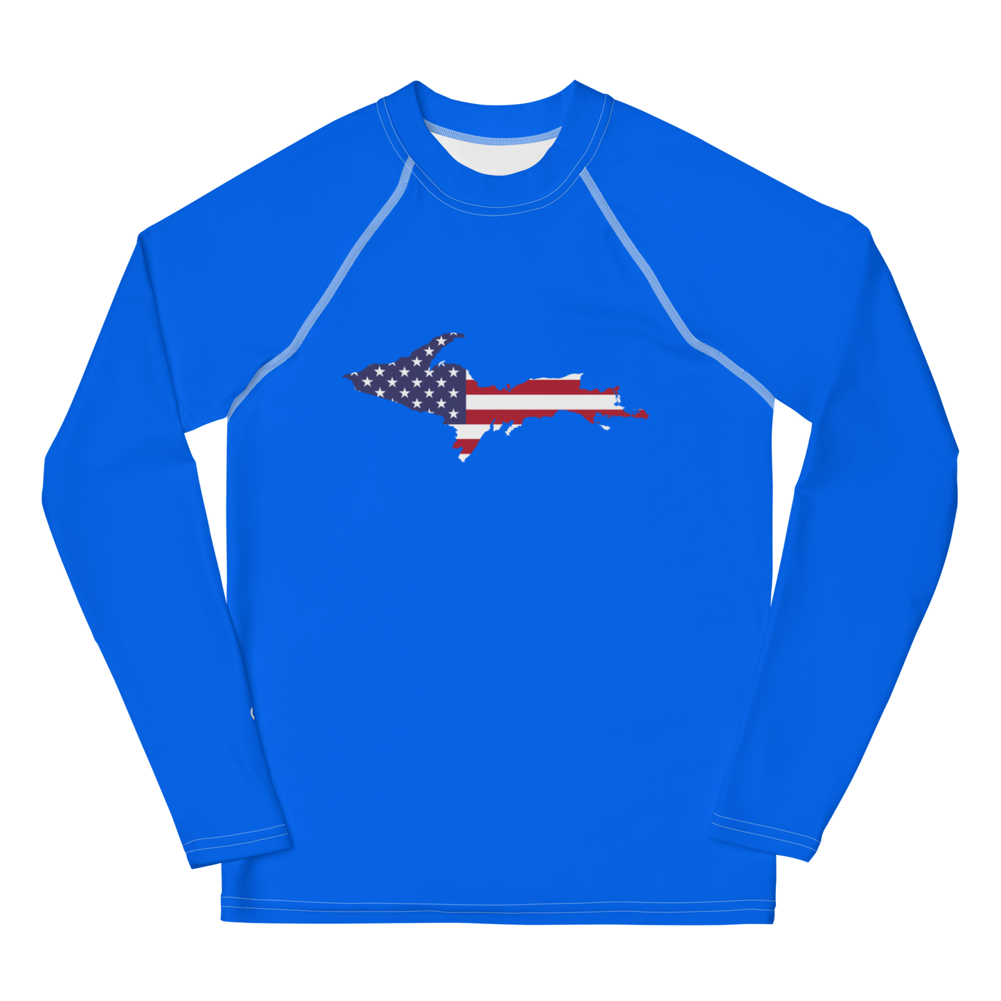 Michigan Upper Peninsula Rash Guard (w/ UP USA Flag) | Youth - Motor Town Blue