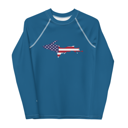 Michigan Upper Peninsula Rash Guard (w/ UP USA Flag) | Youth - Blueberry