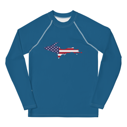 Michigan Upper Peninsula Rash Guard (w/ UP USA Flag) | Youth - Blueberry