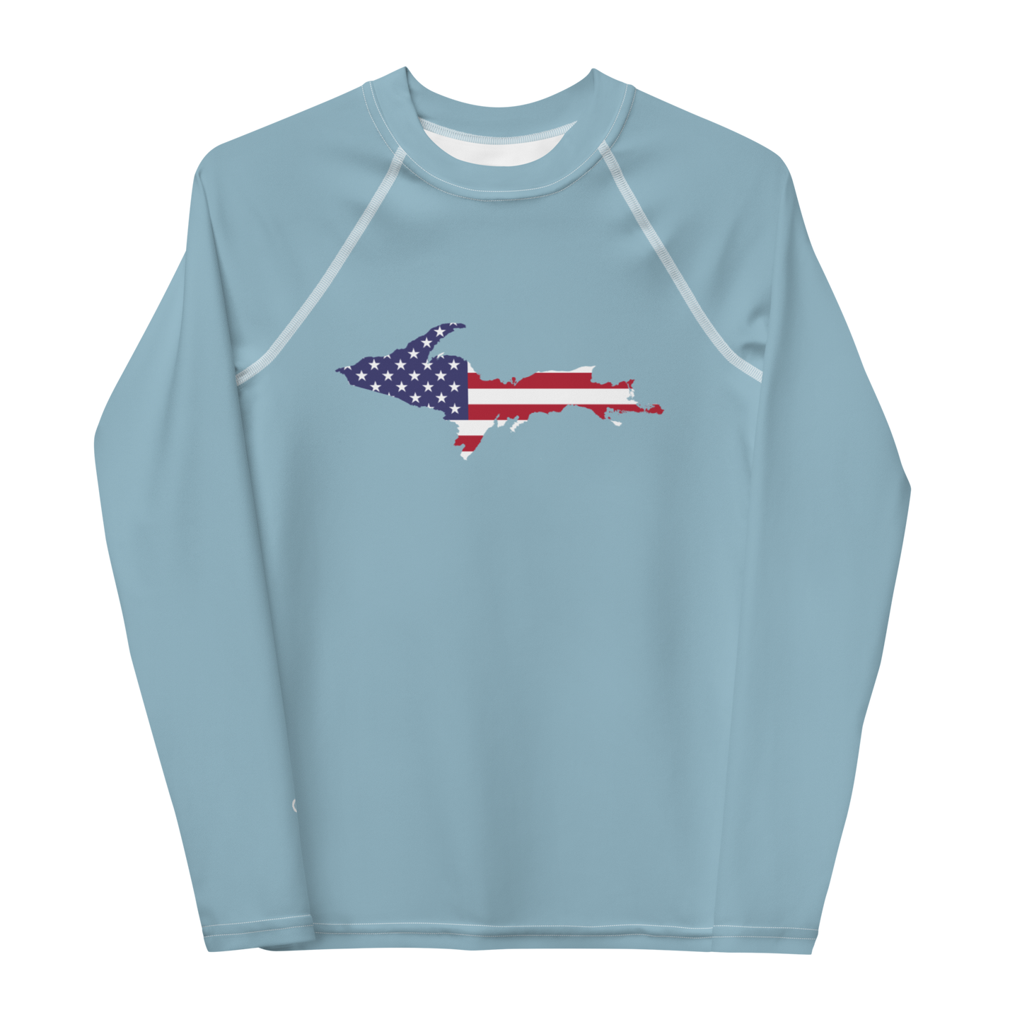 Michigan Upper Peninsula Rash Guard (w/ UP USA Flag) | Youth - Opal Blue