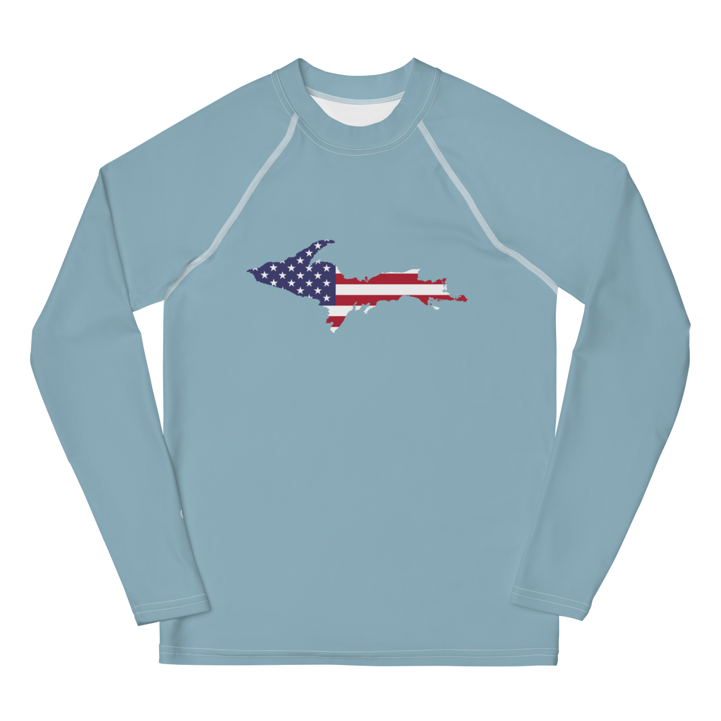 Michigan Upper Peninsula Rash Guard (w/ UP USA Flag) | Youth - Opal Blue