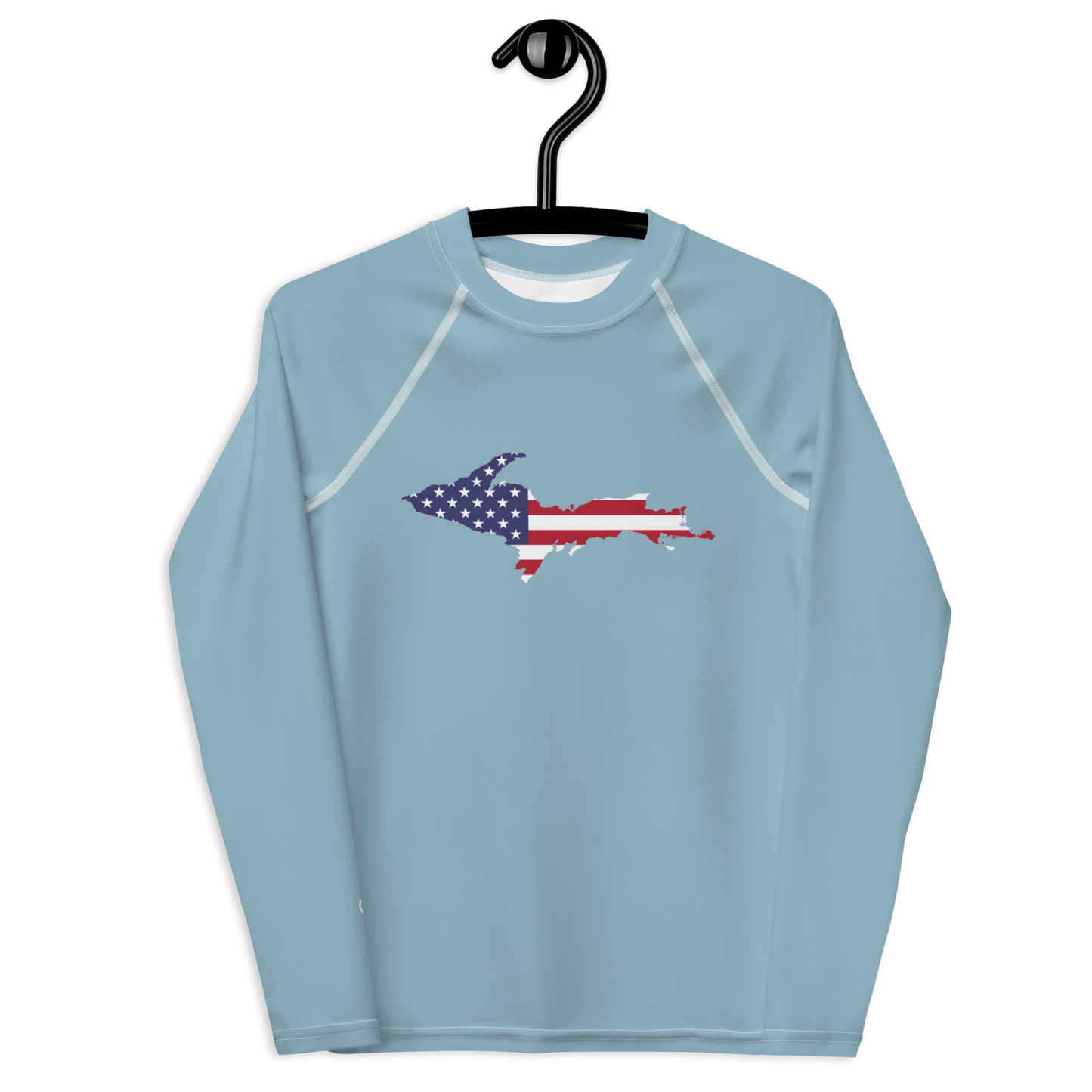 Michigan Upper Peninsula Rash Guard (w/ UP USA Flag) | Youth - Opal Blue