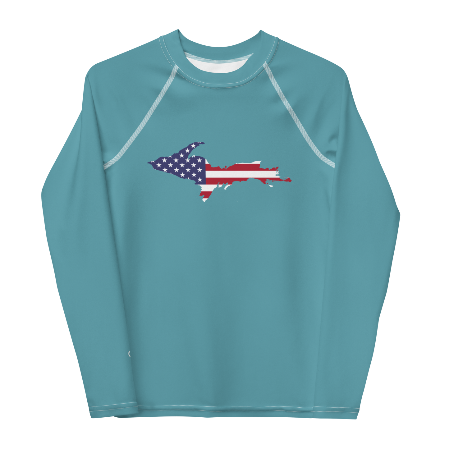 Michigan Upper Peninsula Rash Guard (w/ UP USA Flag) | Youth - Lake Huron Blue