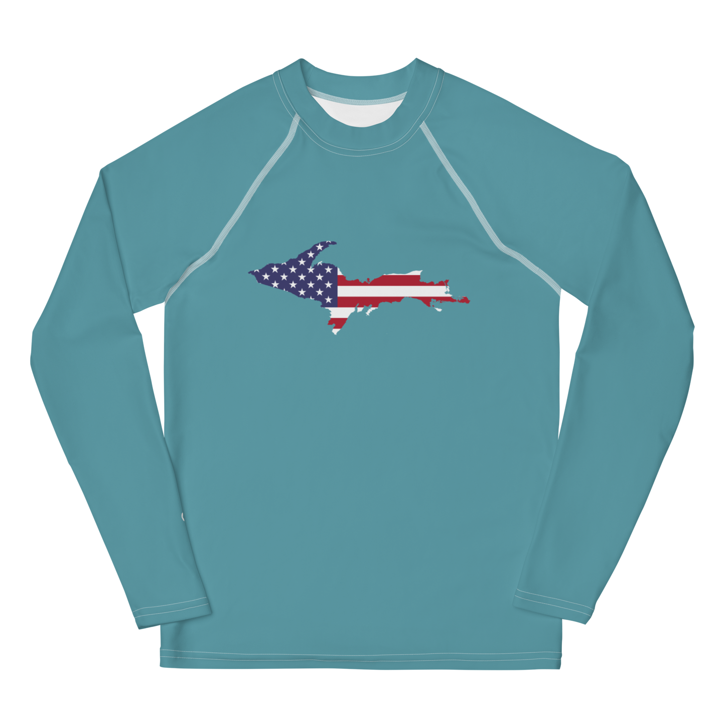 Michigan Upper Peninsula Rash Guard (w/ UP USA Flag) | Youth - Lake Huron Blue