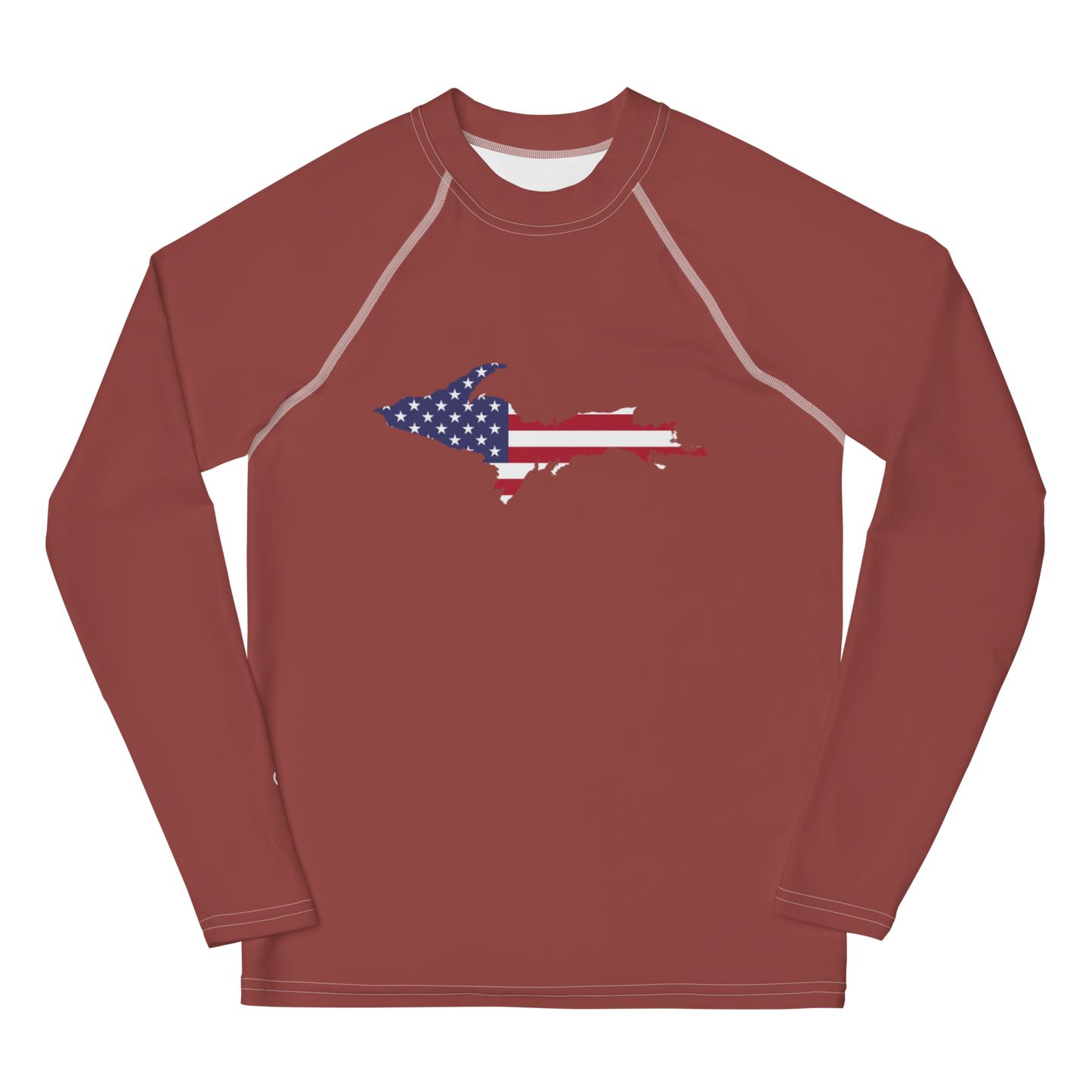 Michigan Upper Peninsula Rash Guard (w/ UP USA Flag) | Youth - Ore Dock Red