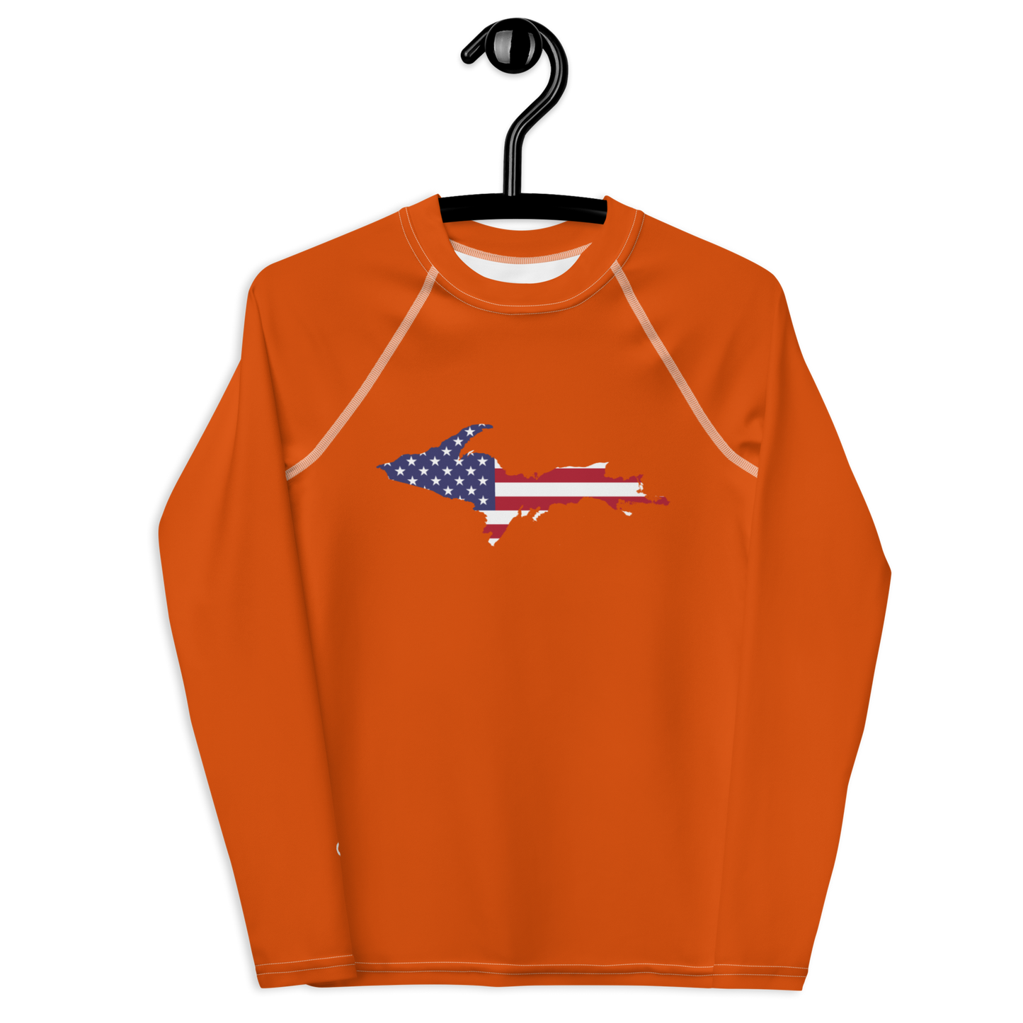 Michigan Upper Peninsula Rash Guard (w/ UP USA Flag) | Youth - Maple Leaf Orange