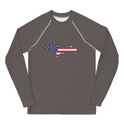 Michigan Upper Peninsula Rash Guard (w/ UP USA Flag) | Youth - Warren Tank Grey