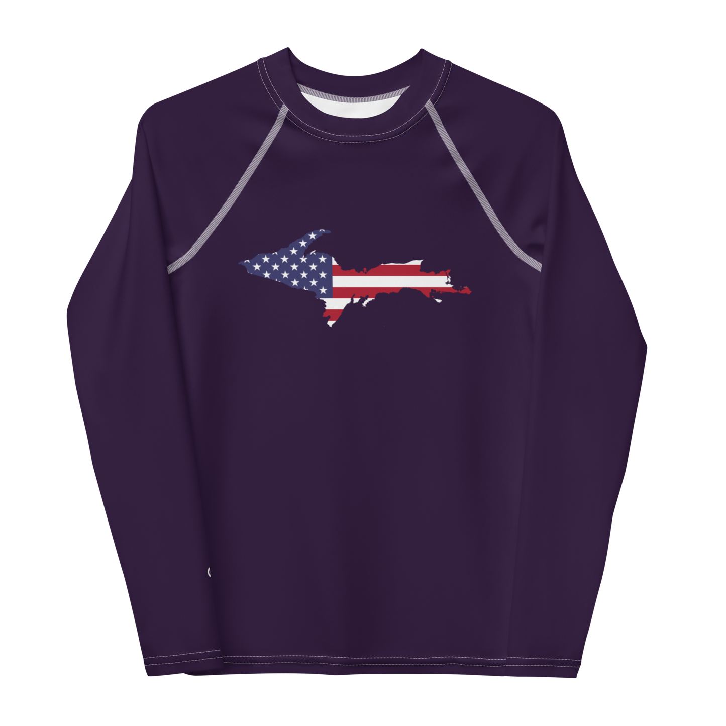 Michigan Upper Peninsula Rash Guard (w/ UP USA Flag) | Youth - Blackcurrant