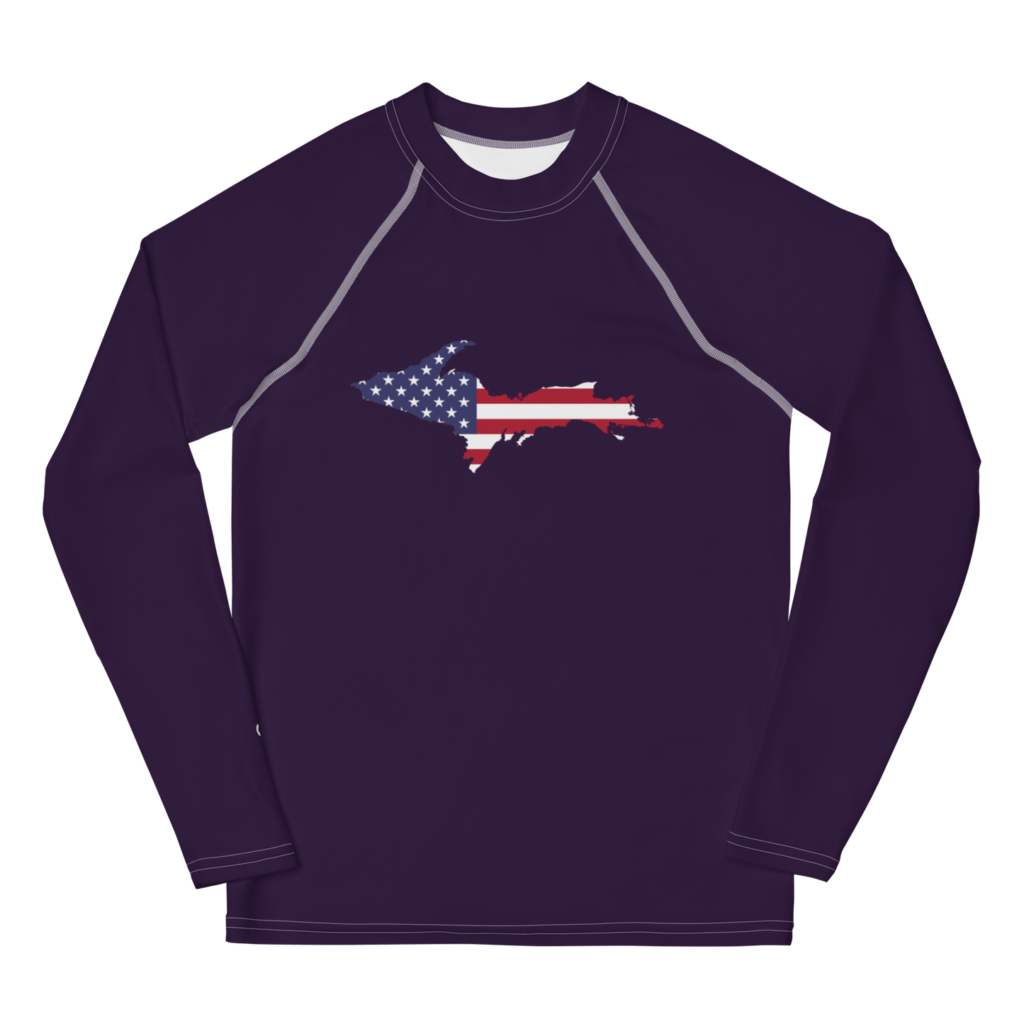 Michigan Upper Peninsula Rash Guard (w/ UP USA Flag) | Youth - Blackcurrant