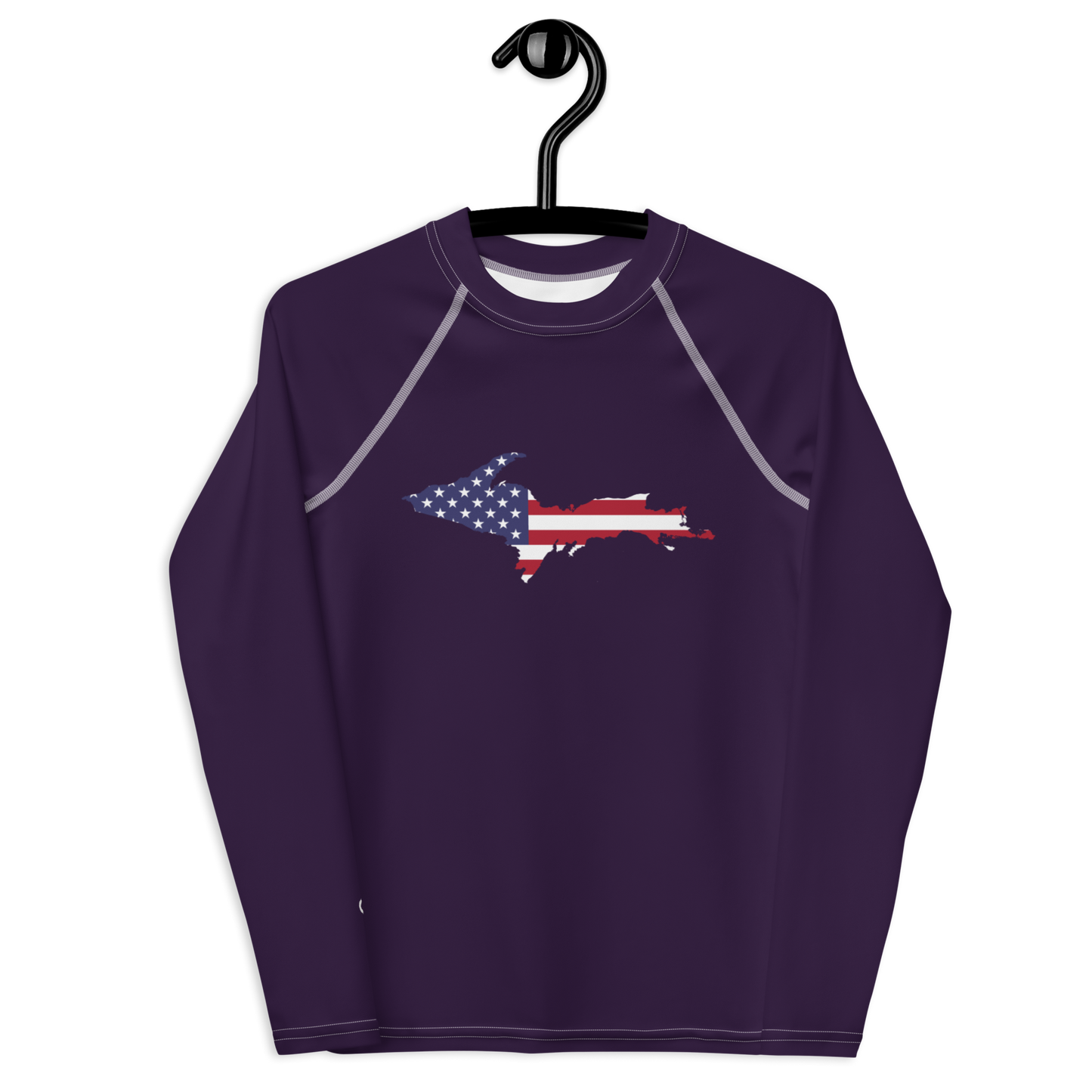 Michigan Upper Peninsula Rash Guard (w/ UP USA Flag) | Youth - Blackcurrant