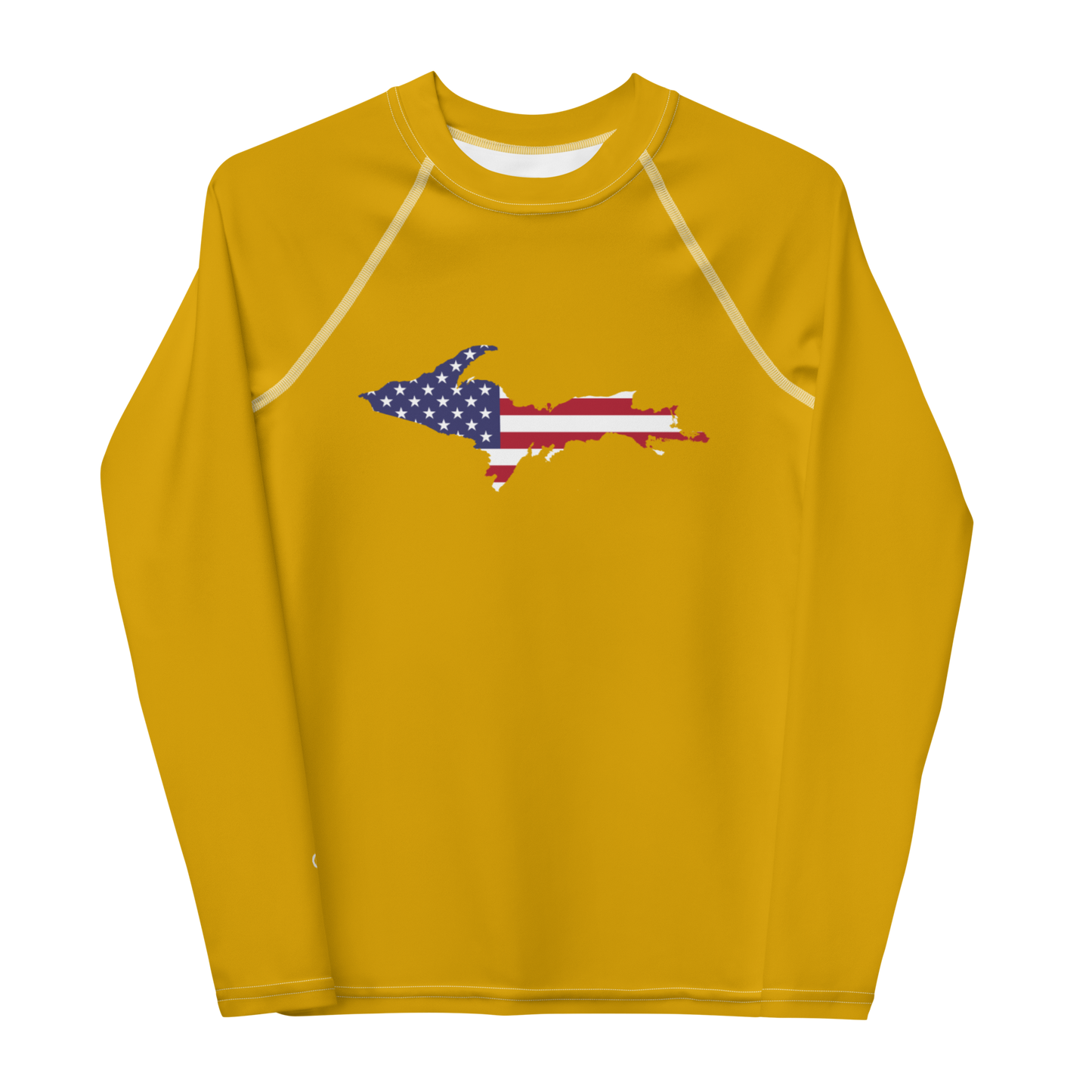 Michigan Upper Peninsula Rash Guard (w/ UP USA Flag) | Youth - Gold