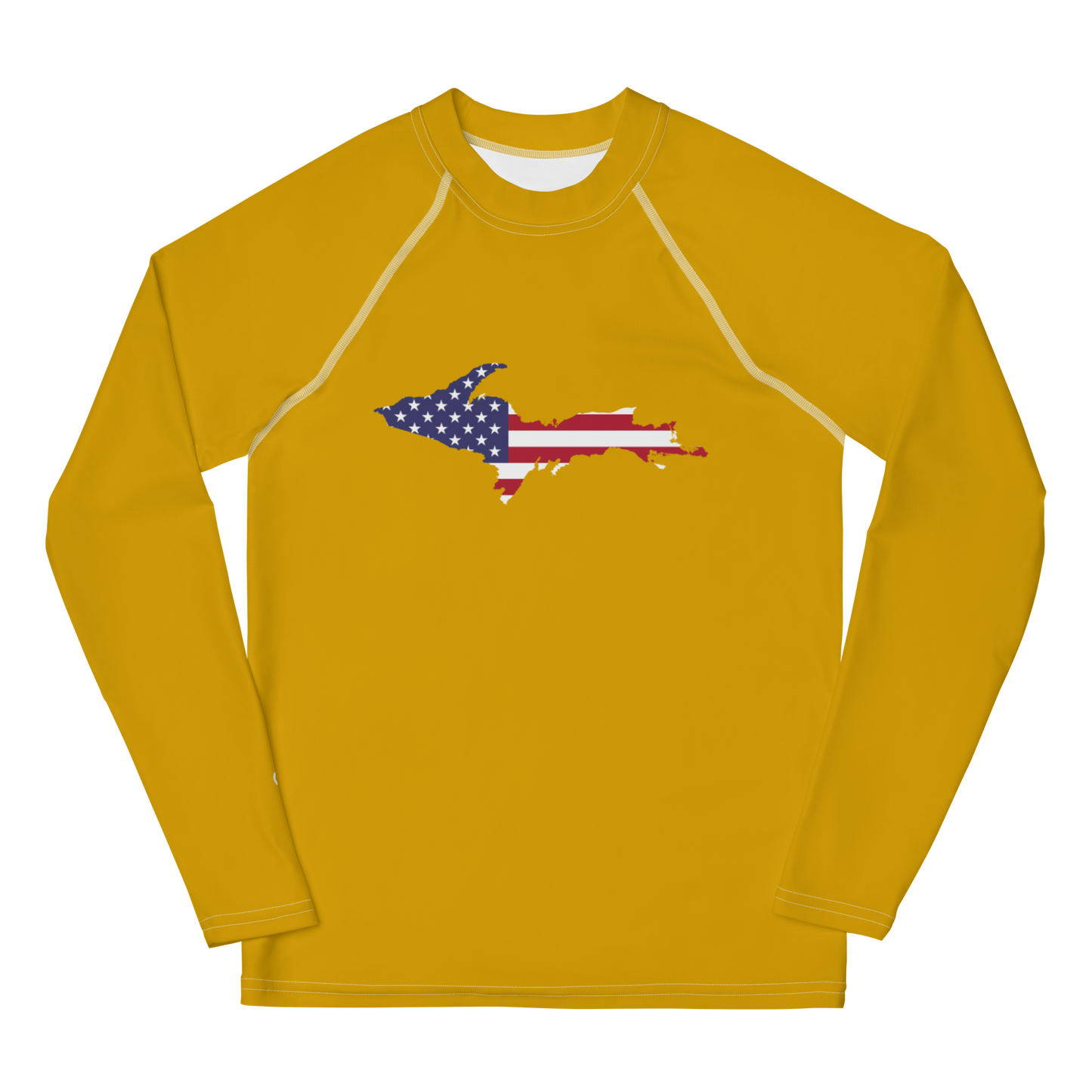 Michigan Upper Peninsula Rash Guard (w/ UP USA Flag) | Youth - Gold