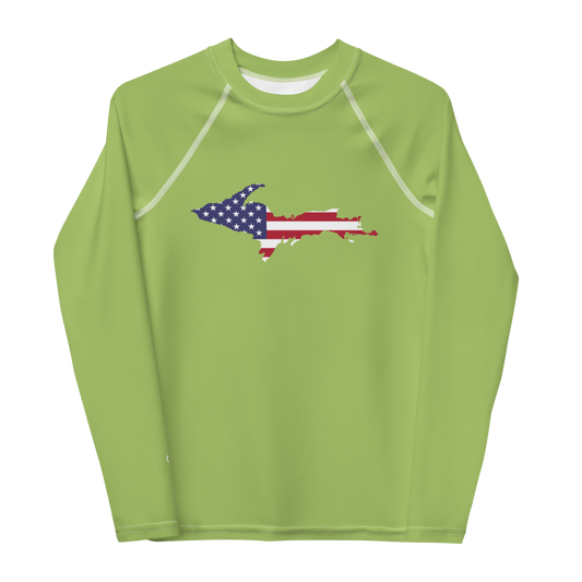 Michigan Upper Peninsula Rash Guard (w/ UP USA Flag) | Youth - Gooseberry Green