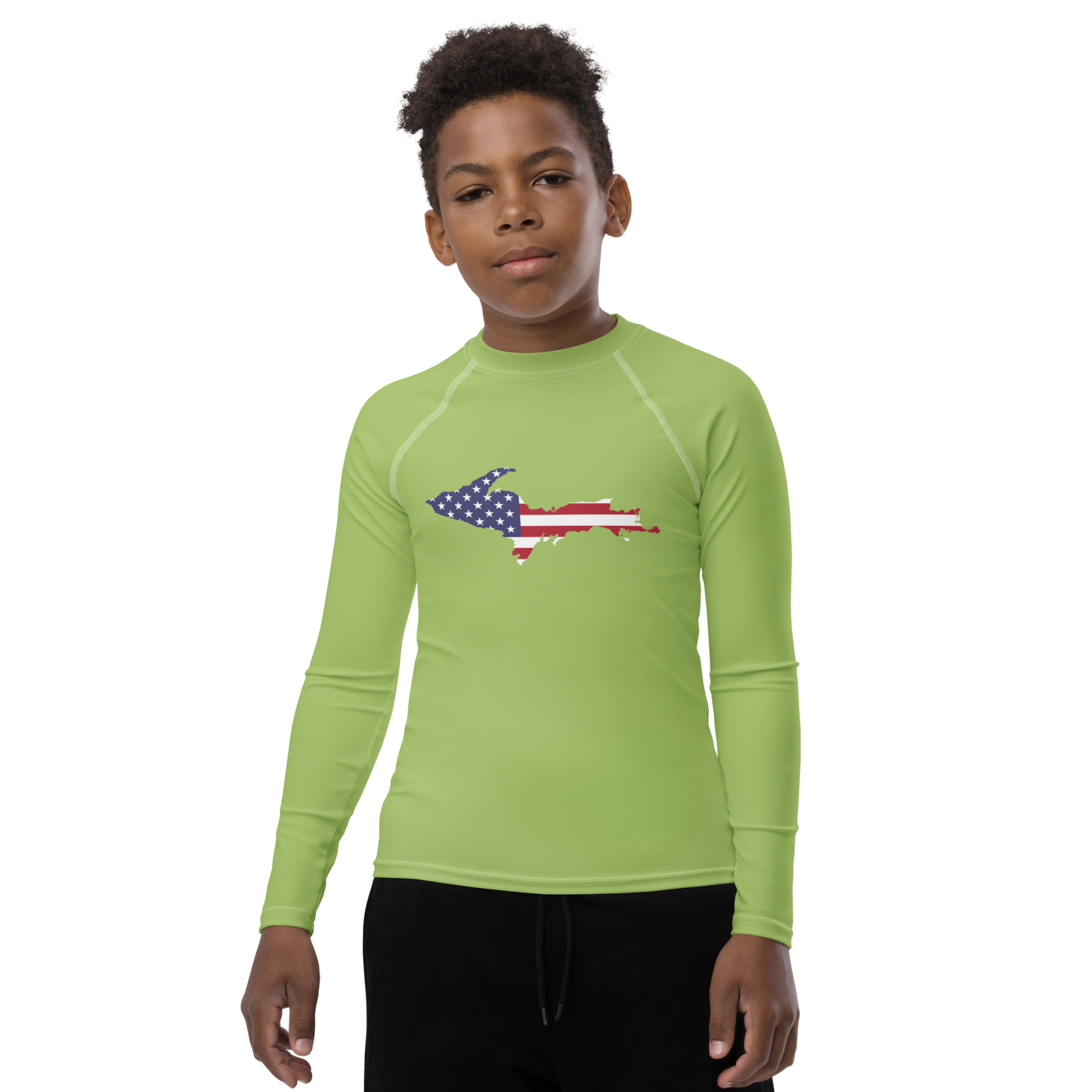 Michigan Upper Peninsula Rash Guard (w/ UP USA Flag) | Youth - Gooseberry Green