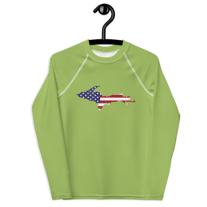 Michigan Upper Peninsula Rash Guard (w/ UP USA Flag) | Youth - Gooseberry Green