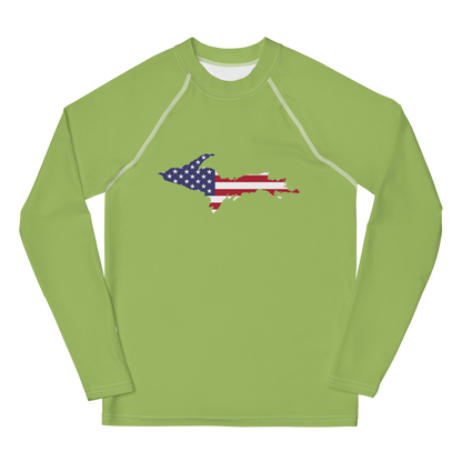 Michigan Upper Peninsula Rash Guard (w/ UP USA Flag) | Youth - Gooseberry Green