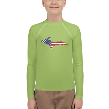 Michigan Upper Peninsula Rash Guard (w/ UP USA Flag) | Youth - Gooseberry Green