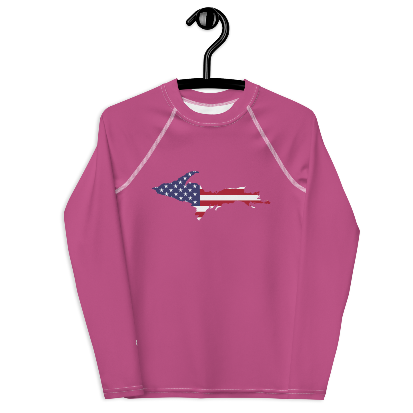 Michigan Upper Peninsula Rash Guard (w/ UP USA Flag) | Youth - Apple Blossom Pink