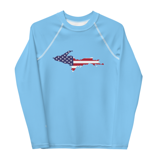 Michigan Upper Peninsula Rash Guard (w/ UP USA Flag) | Youth - DTW Blue