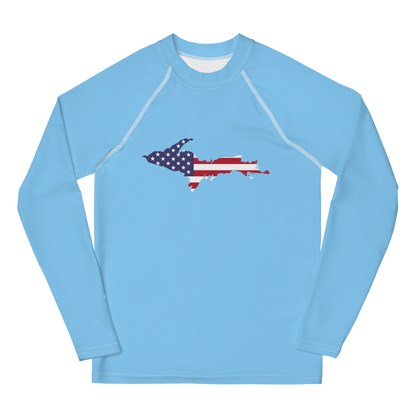 Michigan Upper Peninsula Rash Guard (w/ UP USA Flag) | Youth - DTW Blue