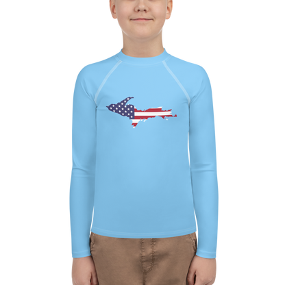 Michigan Upper Peninsula Rash Guard (w/ UP USA Flag) | Youth - DTW Blue