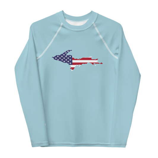 Michigan Upper Peninsula Rash Guard (w/ UP USA Flag) | Youth - '58 Caddie Blue