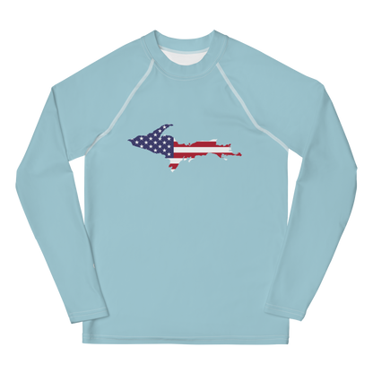 Michigan Upper Peninsula Rash Guard (w/ UP USA Flag) | Youth - '58 Caddie Blue