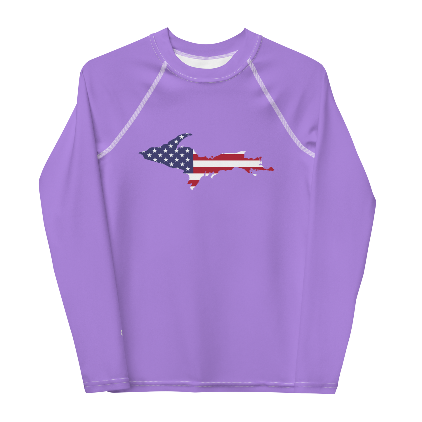 Michigan Upper Peninsula Rash Guard (w/ UP USA Flag) | Youth - Lavender