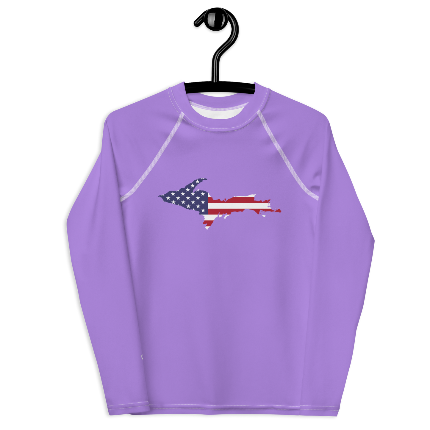 Michigan Upper Peninsula Rash Guard (w/ UP USA Flag) | Youth - Lavender