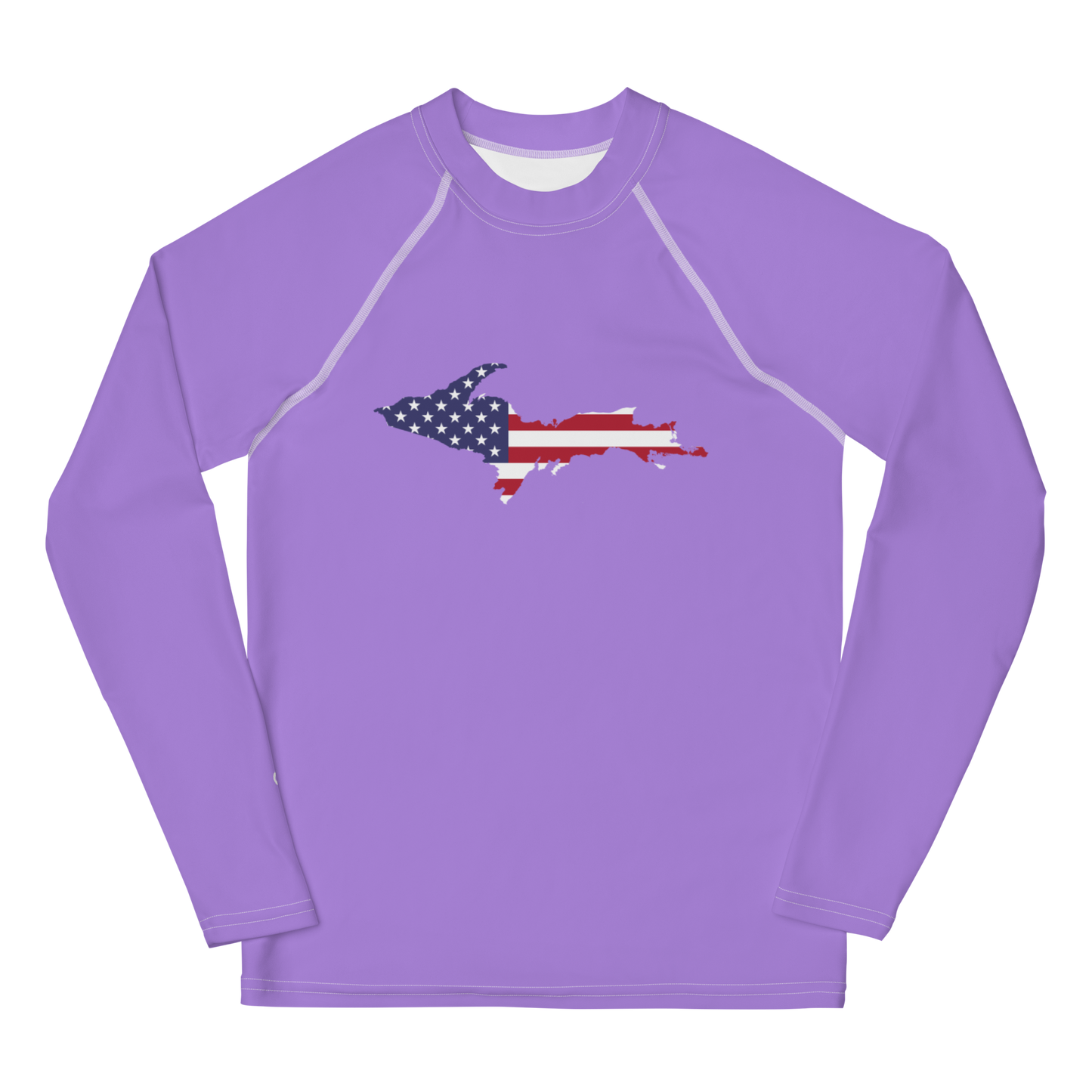 Michigan Upper Peninsula Rash Guard (w/ UP USA Flag) | Youth - Lavender