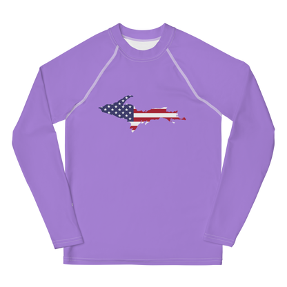 Michigan Upper Peninsula Rash Guard (w/ UP USA Flag) | Youth - Lavender