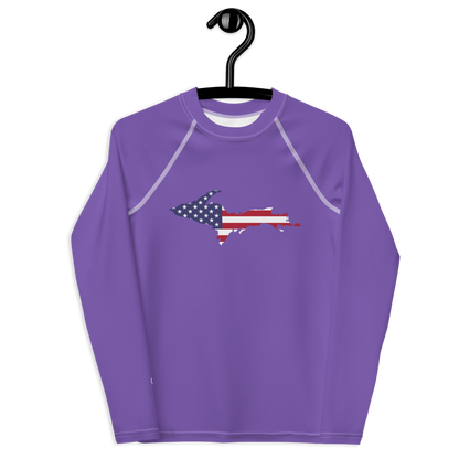 Michigan Upper Peninsula Rash Guard (w/ UP USA Flag) | Youth - Lake Iris