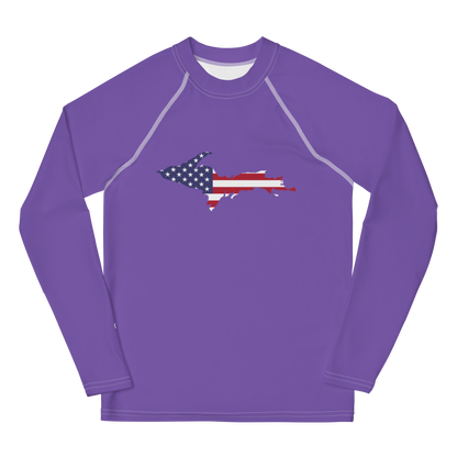 Michigan Upper Peninsula Rash Guard (w/ UP USA Flag) | Youth - Lake Iris