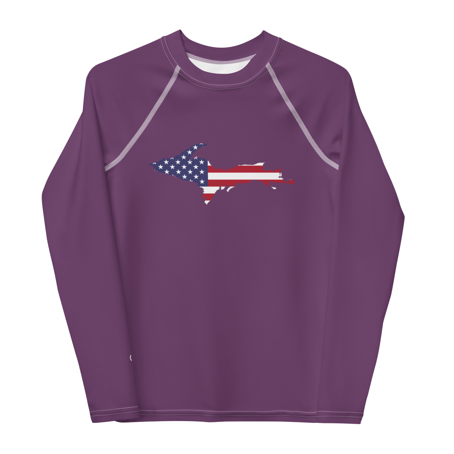 Michigan Upper Peninsula Rash Guard (w/ UP USA Flag) | Youth - Plum