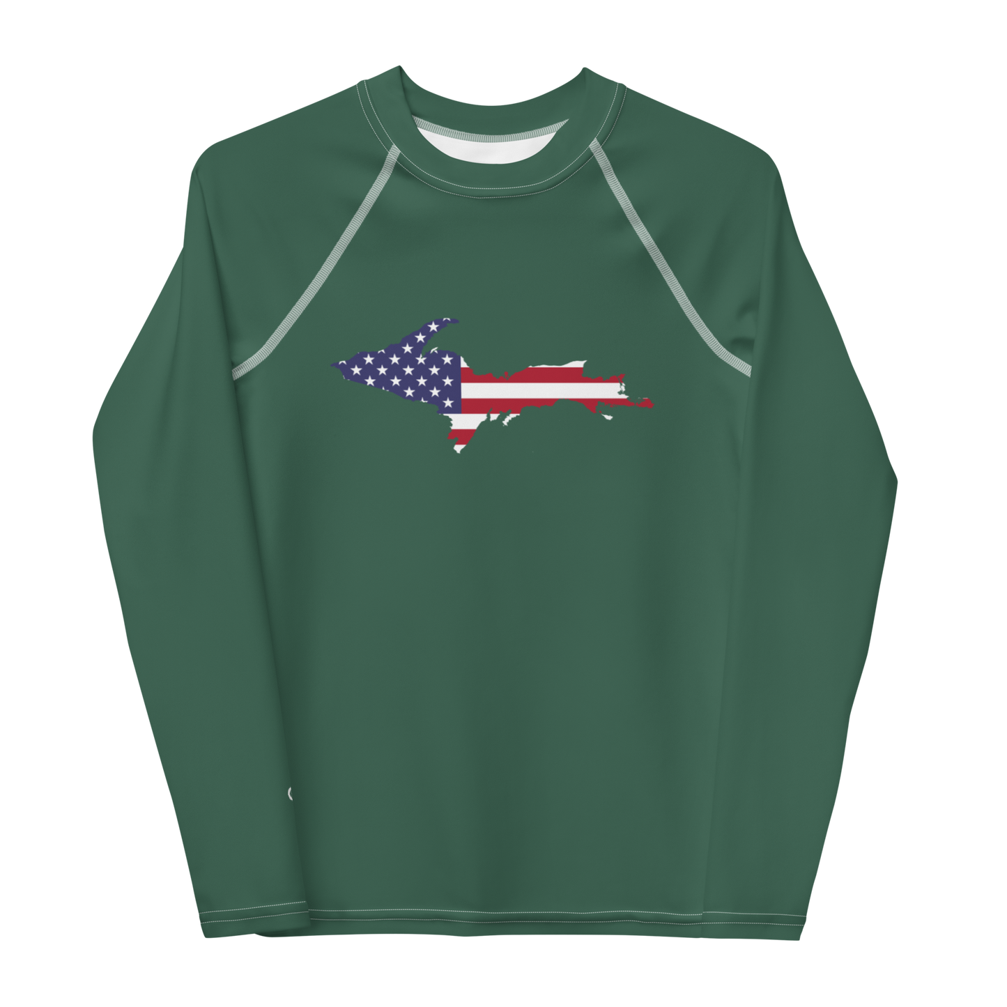 Michigan Upper Peninsula Rash Guard (w/ UP USA Flag) | Youth - Ginger Ale Green