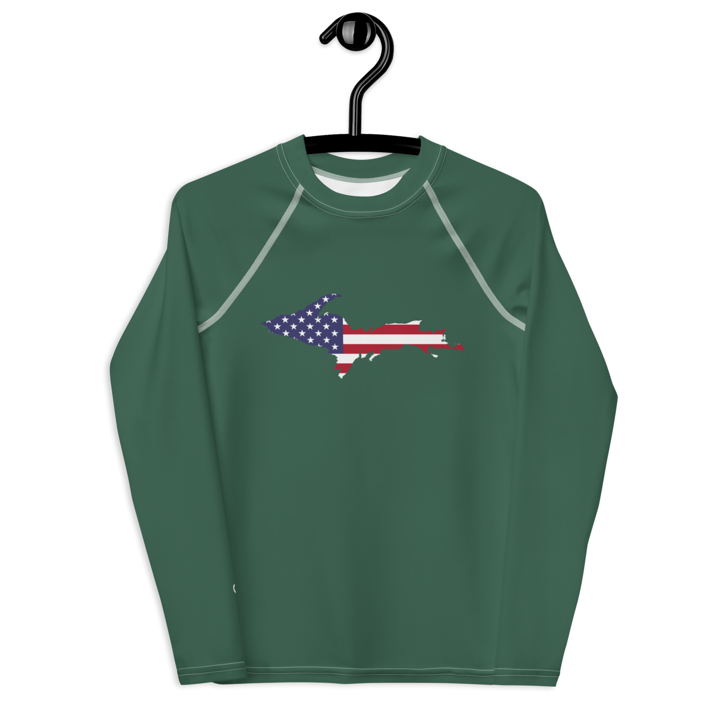 Michigan Upper Peninsula Rash Guard (w/ UP USA Flag) | Youth - Ginger Ale Green