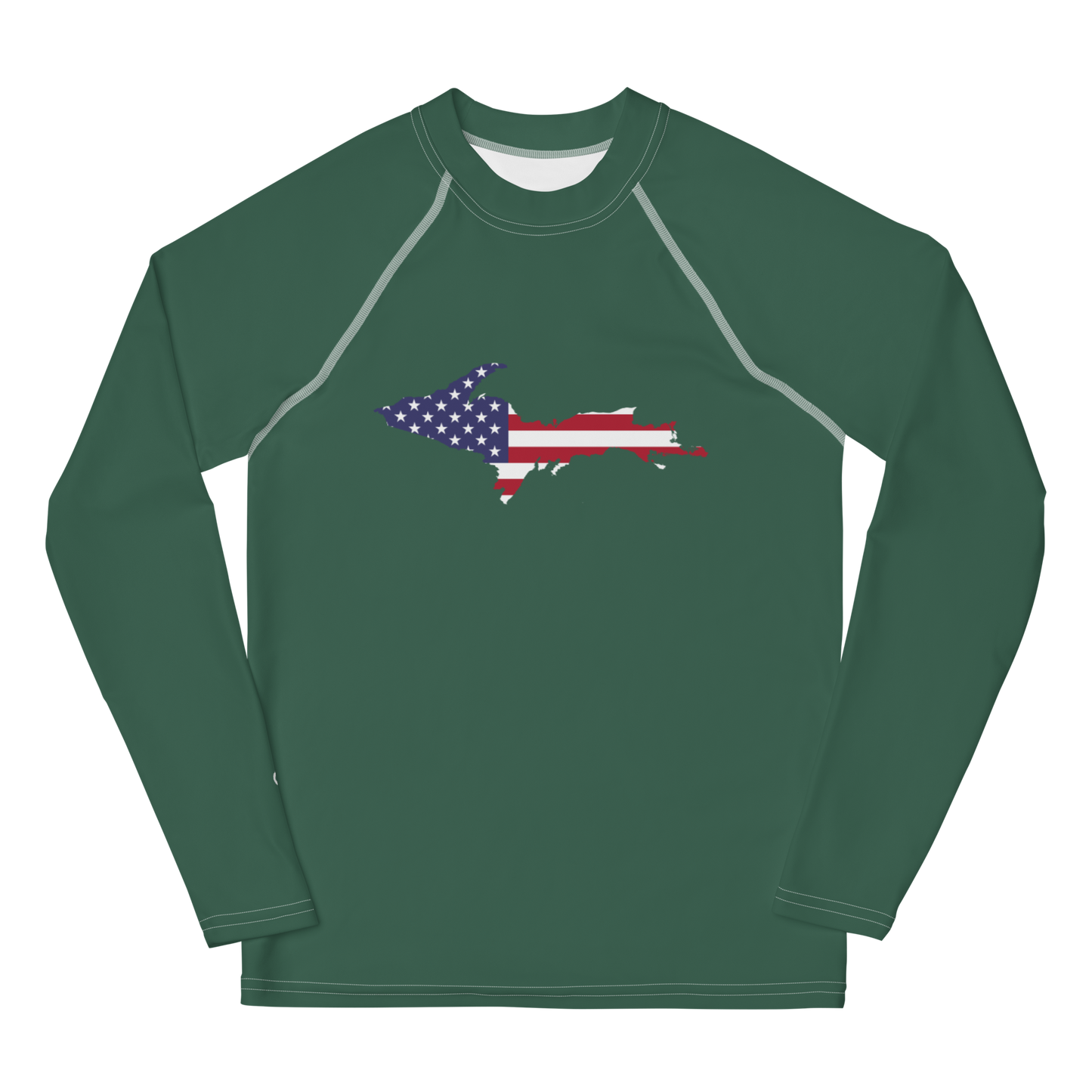 Michigan Upper Peninsula Rash Guard (w/ UP USA Flag) | Youth - Ginger Ale Green