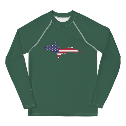 Michigan Upper Peninsula Rash Guard (w/ UP USA Flag) | Youth - Ginger Ale Green