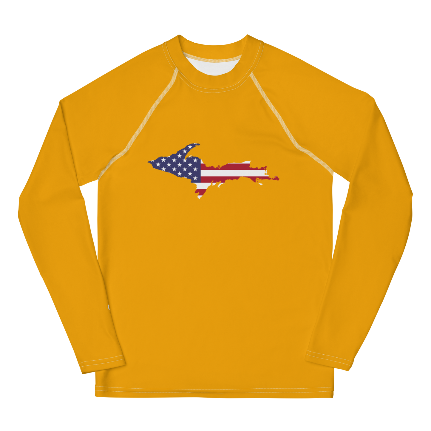 Michigan Upper Peninsula Rash Guard (w/ UP USA Flag) | Youth - Birch Leaf Orange