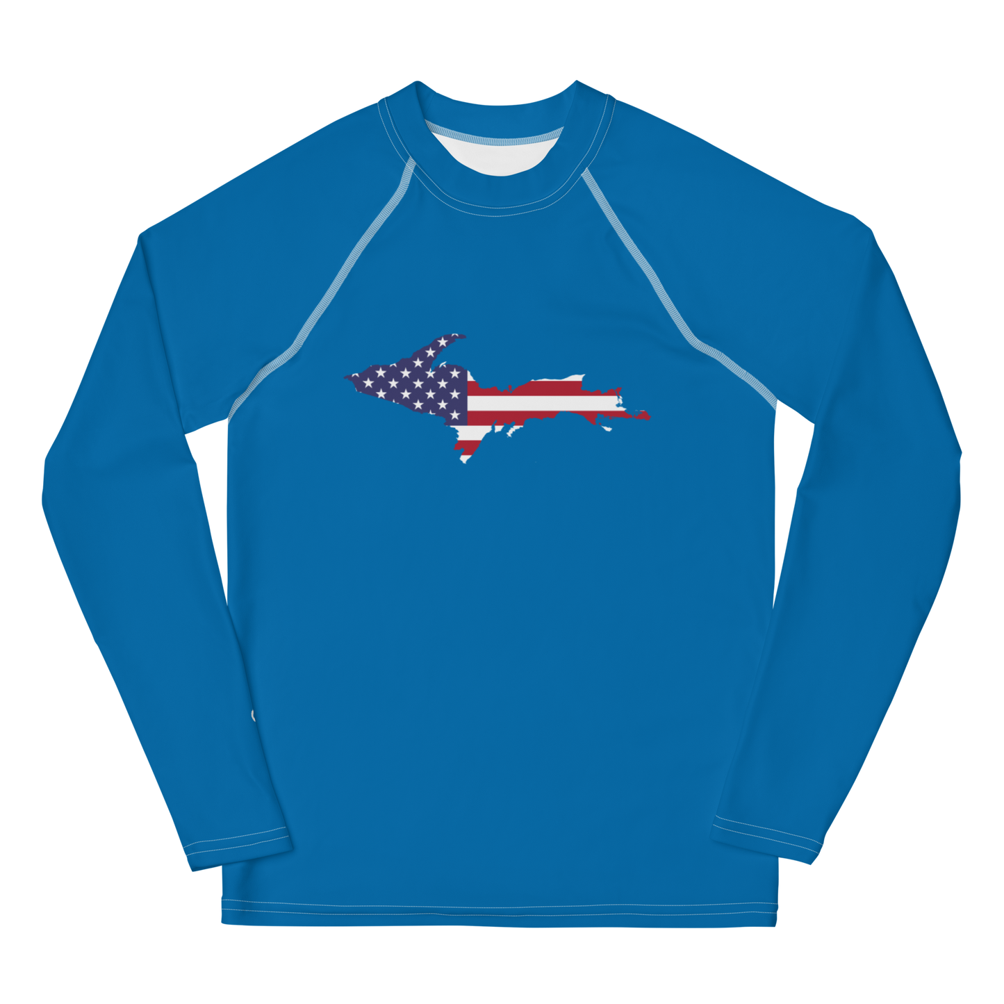 Michigan Upper Peninsula Rash Guard (w/ UP USA Flag) | Youth - Azure