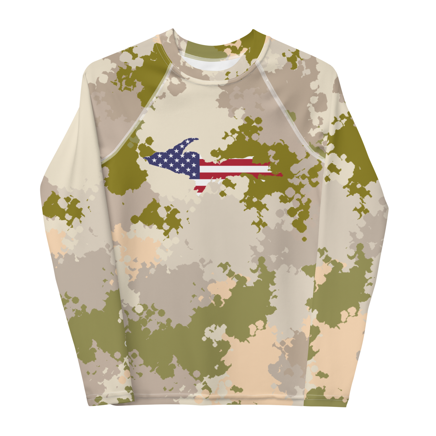 Michigan Upper Peninsula Rash Guard (w/ UP USA Flag) | Youth - Rosy Mound Camo