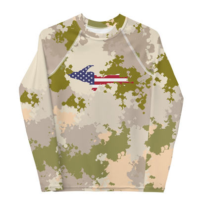 Michigan Upper Peninsula Rash Guard (w/ UP USA Flag) | Youth - Rosy Mound Camo