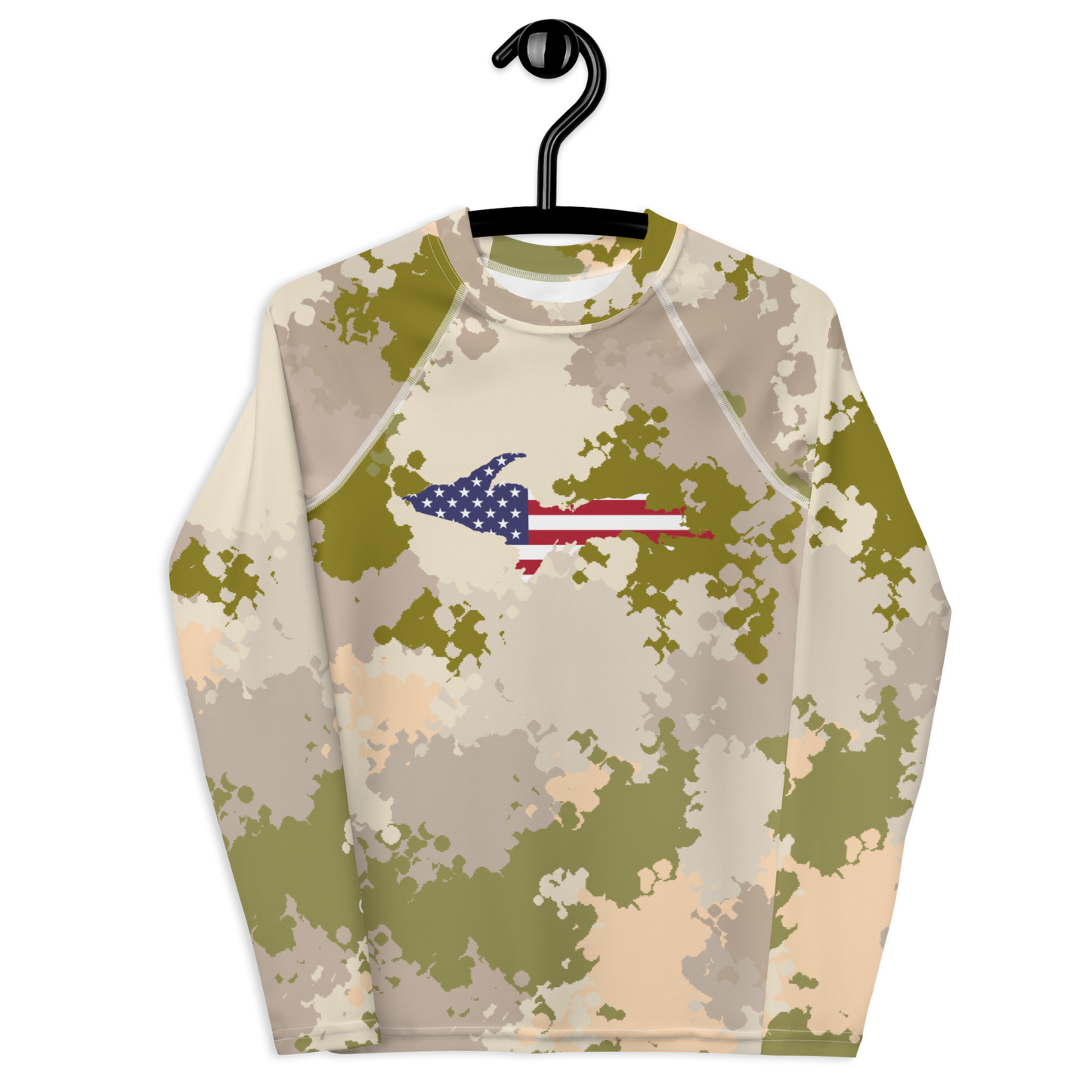 Michigan Upper Peninsula Rash Guard (w/ UP USA Flag) | Youth - Rosy Mound Camo