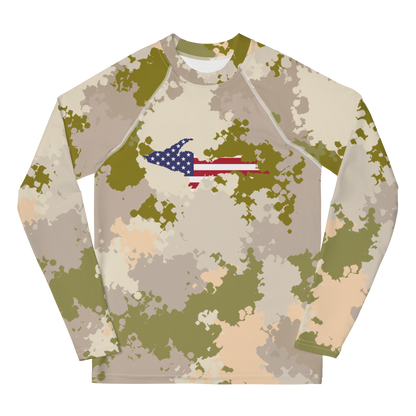 Michigan Upper Peninsula Rash Guard (w/ UP USA Flag) | Youth - Rosy Mound Camo