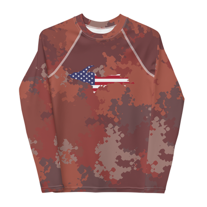 Michigan Upper Peninsula Rash Guard (w/ UP USA Flag) | Youth - Ore Dock Red