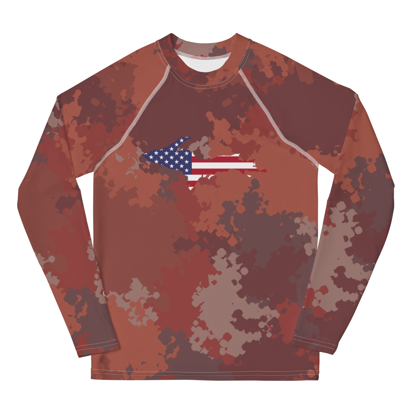 Michigan Upper Peninsula Rash Guard (w/ UP USA Flag) | Youth - Ore Dock Red