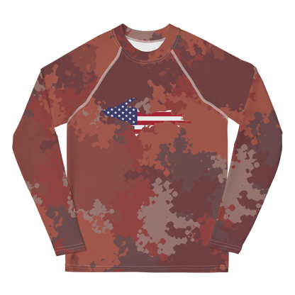 Michigan Upper Peninsula Rash Guard (w/ UP USA Flag) | Youth - Ore Dock Red