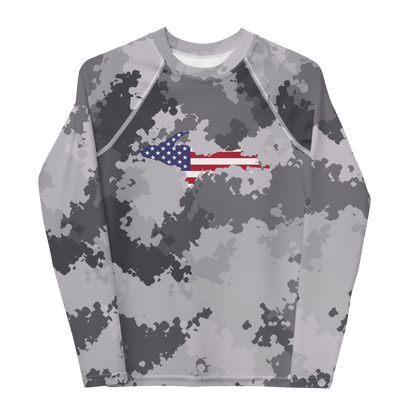 Michigan Upper Peninsula Rash Guard (w/ UP USA Flag) | Youth - Iron Ore Camo