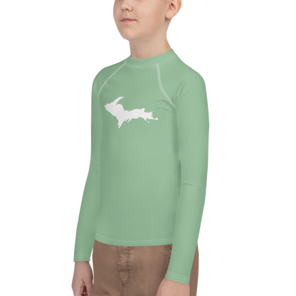 Michigan Upper Peninsula Rash Guard (w/ UP Outline) | Youth - Sea Green