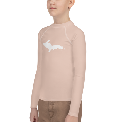 Michigan Upper Peninsula Rash Guard (w/ UP Outline) | Youth - Rose Gold